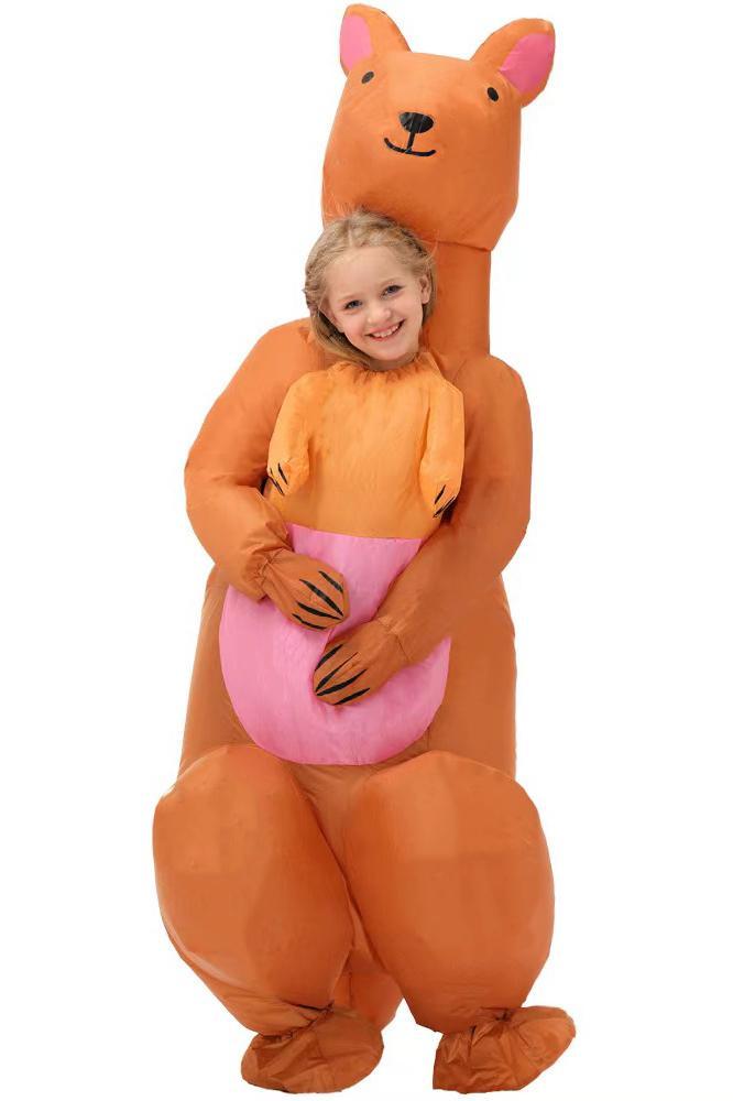 KIMU® Opblaas Kostuum Kinderen Kangoeroe 122 128 134 140 146, Kinderen en Baby's, Carnavalskleding en Verkleedspullen, Nieuw, Ophalen of Verzenden