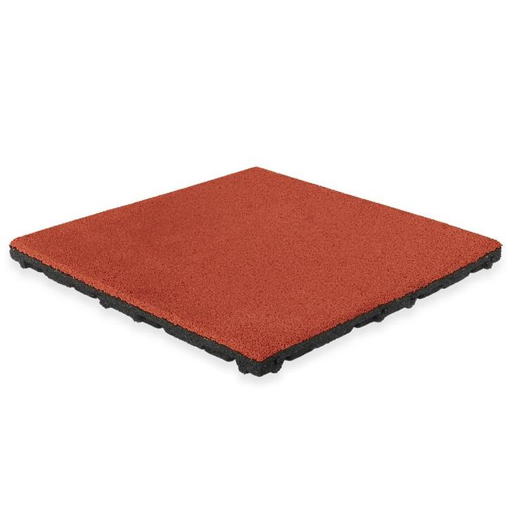 Rubber tegel met EPDM toplaag - 50 x 50 cm - 45 mm - Rood, Tuin en Terras, Tegels en Klinkers, Verzenden