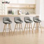 WOLTU 2 Barkrukken - Barstoelen - Houten frame - Grijs, Huis en Inrichting, Verzenden, Nieuw