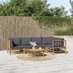 vidaXL 6-delige Loungeset met kussens bamboe donkergrijs, Tuin en Terras, Verzenden, Nieuw, Hout, Loungeset