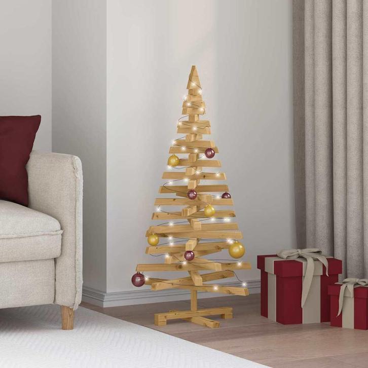 vidaXL Kerstbomen met standaard Bruin 120 cm Massief, Diversen, Kerst, Nieuw, Verzenden