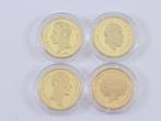 Nederland. Lot van 4x Vergulde 24K Munten (Naslagen) (Zonder