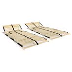 vidaXL Lattenbodems 2 st met 28 latten 7 zones 80x200 cm, Eenpersoons, Bruin, Verzenden, Nieuw