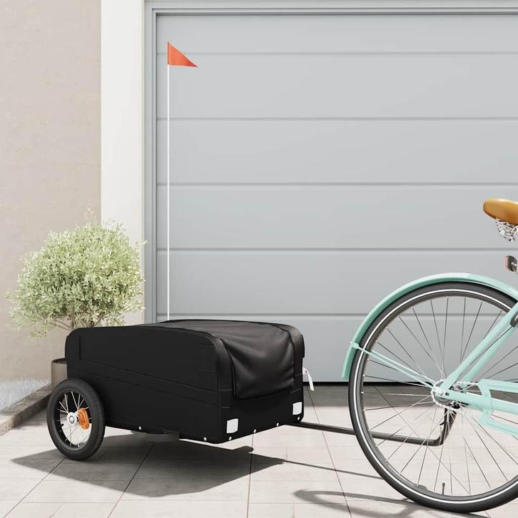 vidaXL Fietstrailer 30 kg ijzer zwart, Fietsen en Brommers, Fietsaccessoires | Aanhangers en Karren, Nieuw, Verzenden