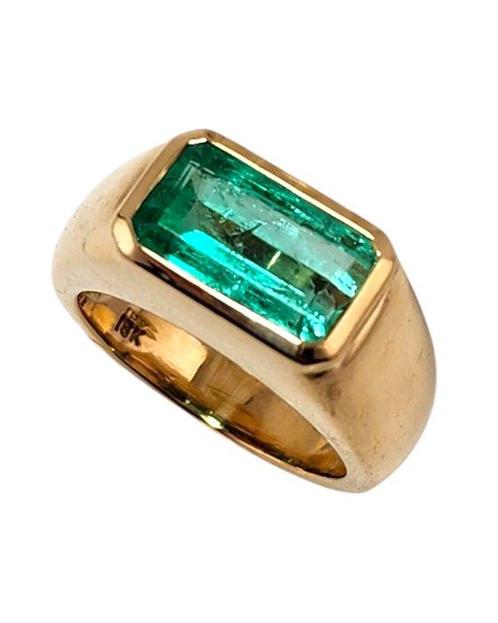 Ring - 18 karaat Geel goud Smaragd, Sieraden, Tassen en Uiterlijk, Ringen