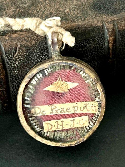 Reliekhouder - Glas, Messing, Textiel - 1750-1800 - Sainte, Antiek en Kunst, Kunst | Niet-Westerse kunst