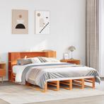 vidaXL Bed met boekenkast zonder matras hout wasbruin, Verzenden, Wit, Nieuw, 190 cm of minder