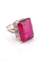 Zonder Minimumprijs - Ring - 9 kt. Roségoud, Zilver Robijn -, Nieuw