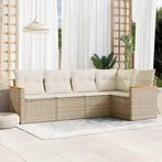 vidaXL 5-delige Loungeset met kussens poly rattan beige, Verzenden, Nieuw, Rotan, Loungeset