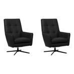 Set van 2 Leren draaifauteuils Central - Toledo Nero, Huis en Inrichting, Nieuw, Ophalen of Verzenden, 75 tot 100 cm, Leer