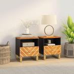 vidaXL Nachtkastjes 2 st massief mangohout bruin en zwart, Huis en Inrichting, Slaapkamer | Nachtkastjes, Minder dan 45 cm, Verzenden