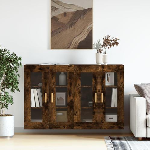 vidaXL Hangkasten 2 st bewerkt hout gerookt eikenkleurig, Huis en Inrichting, Kasten | Buffetkasten, Nieuw, Overige houtsoorten