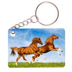 Sleutelhanger 6x4cm - Bruine Paarden Fris in Weide NIEUW, Verzamelen, Sleutelhangers, Ophalen of Verzenden, Nieuw