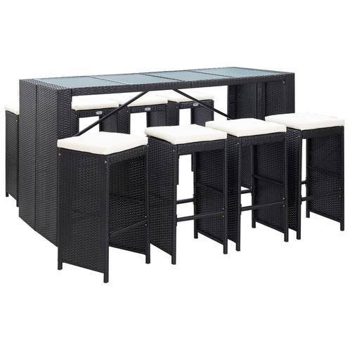 vidaXL 9-delige Tuinbarset poly rattan zwart, Tuin en Terras, Tuinsets en Loungesets, Nieuw, 8 zitplaatsen, Rotan, Verzenden