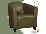 Leren fauteuil Press Special - Vintage Olive (olijf/groen), Nieuw, Ophalen of Verzenden, Eigentijds, Klassiek, Retro, Romantisch, Vintage