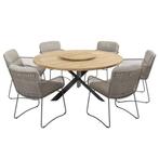 Aprilla Prado dining tuinset 160 cm rond 7 delig Pure 4, Tuin en Terras, Tuinsets en Loungesets, Ophalen of Verzenden, Nieuw