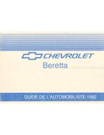 1992 CHEVROLET BERETTA INSTRUCTIEBOEKJE FRANS (CAN)