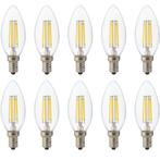 Voordeelpak LED Lamp 10 Pack - Kaarslamp - Filament - E14, Led-lamp, Soft of Flame, E14 (klein), Nieuw