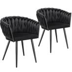 Set eetkamerstoelen Astano fluweel, knoopdesign - zwart, Set, Huis en Inrichting, Stoelen, Verzenden, Nieuw