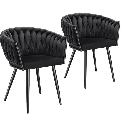 Set eetkamerstoelen Astano fluweel, knoopdesign - zwart, Set, Huis en Inrichting, Stoelen, Verzenden