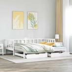 vidaXL Slaapbank met onderschuifbed/lades zonder matras, Huis en Inrichting, 90 cm, Eenpersoons, Verzenden, Wit