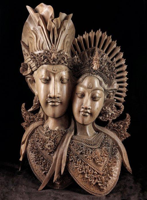 Bruid en bruidegom Mas Bali - Hibiscus hout - Indonesië -, Antiek en Kunst, Kunst | Niet-Westerse kunst