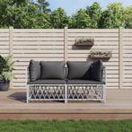 vidaXL 2-delige Loungeset met kussens staal wit, Tuin en Terras, Tuinsets en Loungesets, Verzenden, Nieuw, Rvs, Loungeset