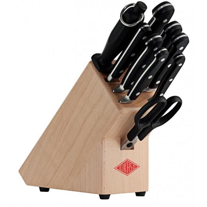 Eikaso Solingen 10-Delige RVS Messenset met Houten Blok –., Huis en Inrichting, Keuken | Bestek, Bestekset, Nieuw, Rvs of Chroom