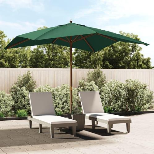 vidaXL Parasol met houten paal 300x300x273 cm groen, Tuin en Terras, Parasols, Nieuw, 3 tot 4 meter, Verzenden