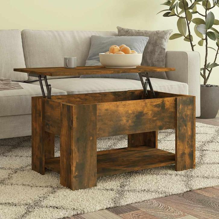 vidaXL Salontafel 79x49x41 cm bewerkt hout gerookt, Huis en Inrichting, Tafels | Salontafels, 50 tot 100 cm, Nieuw, Overige houtsoorten