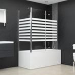 vidaXL Badwand gestreept 120x68x130 cm gehard glas, Verzenden, Nieuw