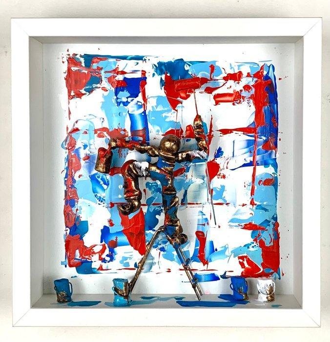 Bernard Saint-Maxent - Rouge bleu abstraction, Antiek en Kunst, Kunst | Schilderijen | Modern