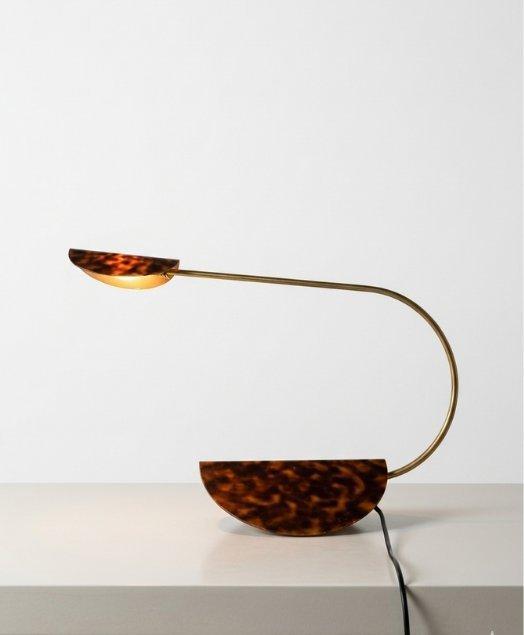 Bureaulamp - Boogtafellamp, jaren 1970 - Messing, Lucite, Antiek en Kunst, Antiek | Lampen