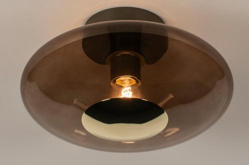 Rietveld Plafondlampen - Bruin, Goud - Glas, Metaal, Huis en Inrichting, Lampen | Plafondlampen, Verzenden