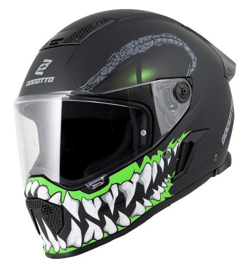 Bogotto Rapto Reptile Mat Zwart Groen Motorhelm, Motoren, Kleding | Motorhelmen, Integraalhelm, Heren, XXL, Nieuw met kaartje