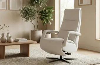 Witte relaxfauteuils, Huis en Inrichting, Fauteuils, Nieuw, Leer, Ophalen of Verzenden