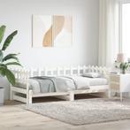 vidaXL Slaapbank uitschuifbaar massief grenenhout wit, Huis en Inrichting, 90 cm, Eenpersoons, Verzenden, Wit