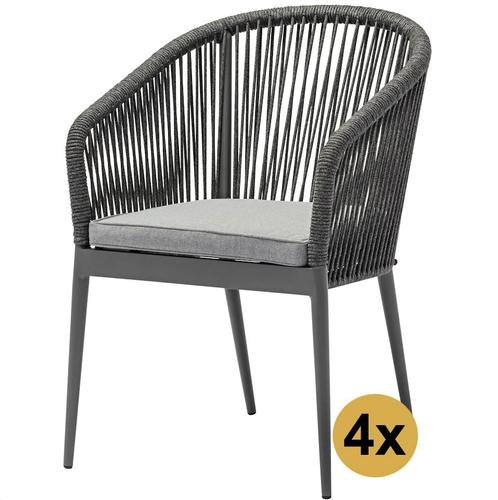 Set van 4 Lissabon dining tuinstoel rope stapelbaar, Tuin en Terras, Tuinstoelen, Nieuw, Ophalen of Verzenden