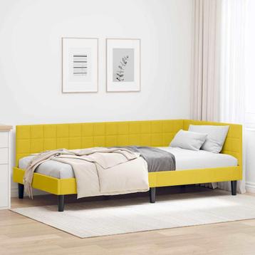 vidaXL Hoekbedframe met hoofdeinde Geel 100 x 200 cm Fluweel beschikbaar voor biedingen