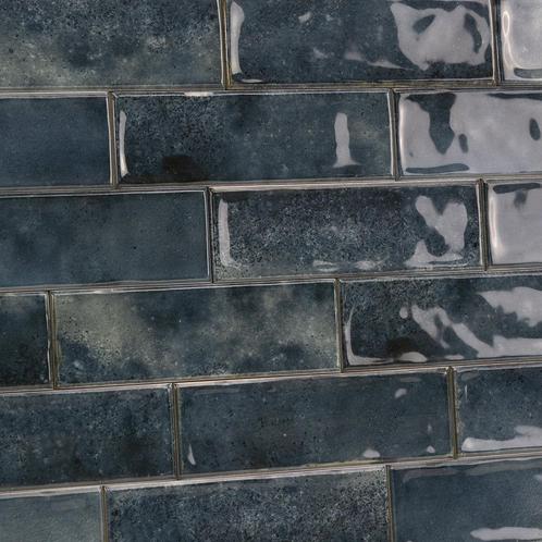 Wandtegels handvorm 6,5x20 cm Denim blauw glans-0,78m², Doe-het-zelf en Verbouw, Tegels, Nieuw, Verzenden