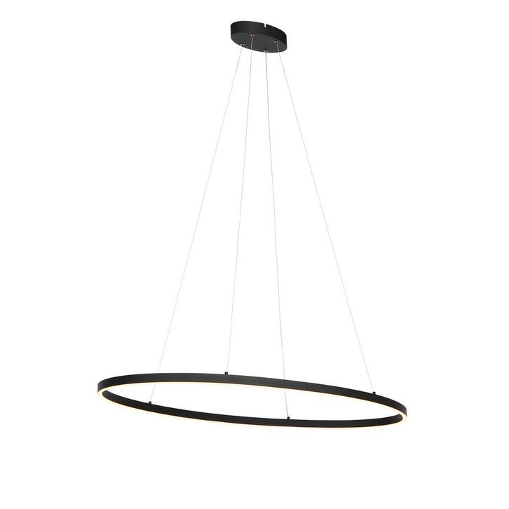 Design hanglamp zwart ovaal incl. LED 3-staps dimbaar -, Huis en Inrichting, Lampen | Hanglampen, Nieuw, Overige materialen, 75 cm of meer