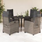 vidaXL 5-delige Tuinset met kussens poly rattan grijs, Tuin en Terras, 4 zitplaatsen, Nieuw, Tuinset, Verzenden