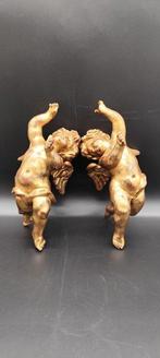 sculptuur, Coppia di Angeli Barocchi - 26 cm - Goudblad op