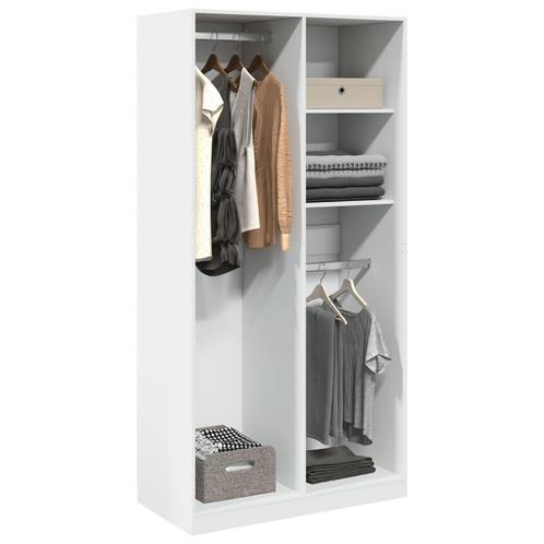 vidaXL Kledingkast 100x50x200 cm bewerkt hout wit, Huis en Inrichting, Kasten | Kledingkasten, Nieuw, Verzenden