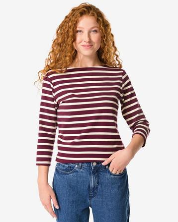 HEMA Dames T-shirt Cara strepen bordeauxrood beschikbaar voor biedingen