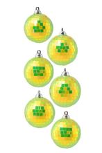 6x Discobal Ø 6 cm Klein Iridescent Geel Discobol Spiegelbol, Hobby en Vrije tijd, Ophalen of Verzenden, Nieuw, Feestartikel, Carnaval
