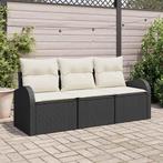 vidaXL Tuin Sofa Set met kussen 3 pcs Zwart Poly riet, Tuin en Terras, Tuinsets en Loungesets, Verzenden, Nieuw, Rotan