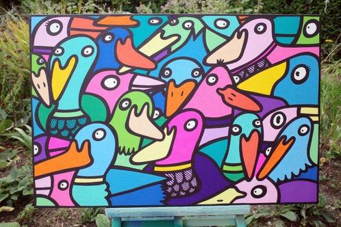 Kev Munday (1986) - Hungry Ducks Diner, Antiek en Kunst, Kunst | Schilderijen | Modern