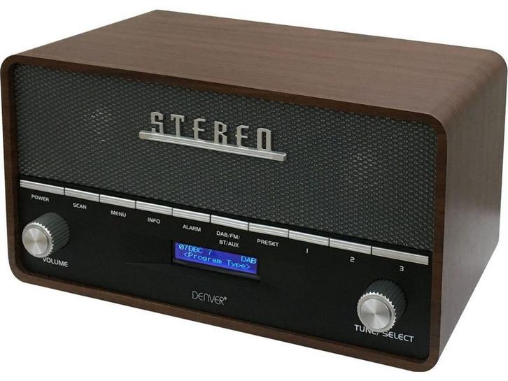 Denver DAB-36 - DAB+ Retro Radio met Bluetooth - Houten, Huis en Inrichting, Woonaccessoires | Overige, Zo goed als nieuw, Verzenden