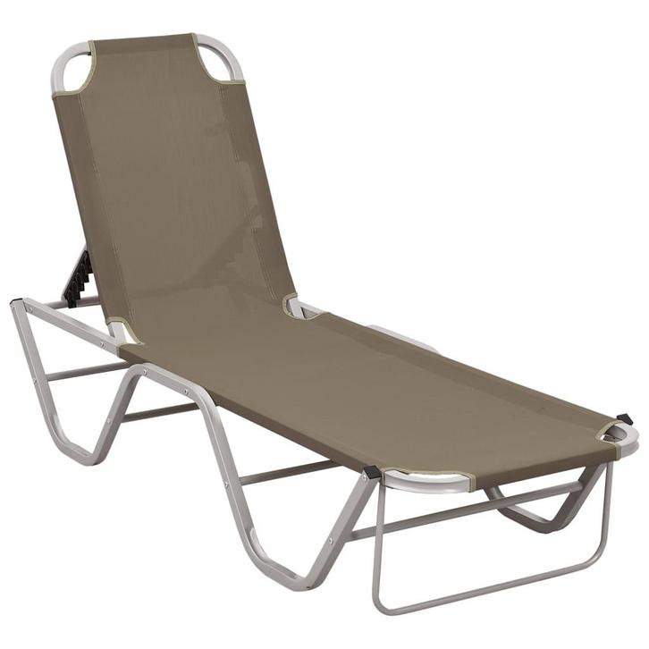 vidaXL Ligbed aluminium en textileen taupe, Tuin en Terras, Ligbedden, Nieuw, Verzenden